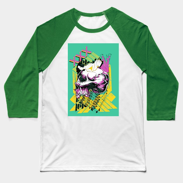 sexy girl and skull Baseball T-Shirt by Yeeei